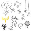Set of Hand drawing light bulbs