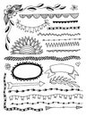 Set of hand drawing sketch doodle divider decor elements frames, edge lines