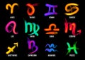 Set of hand drawn acrylic brush zodiac signs. Royalty Free Stock Photo