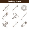 Set of hand drawn archery icons Royalty Free Stock Photo