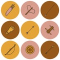 Set of hand drawn archery icons Royalty Free Stock Photo