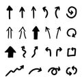 Set of hand drawn arrows isolated - PNG