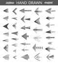 Set of hand drawn arrows, made with strokes by ink pen Royalty Free Stock Photo