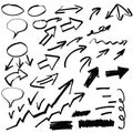 Set of hand drawn arrows and other elements,