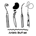 Set of Hand Drawn Artist's Stuff