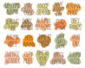 Set of hand-drawn autumn hygge mood vector icons Royalty Free Stock Photo