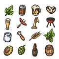Set of hand drawn beer icons.