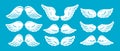 Set of hand drawn bird or angel wings of different shape. Vector illustration Royalty Free Stock Photo