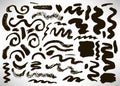Set of hand drawn black grunge elements, banners, brush strokes Royalty Free Stock Photo