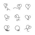 Set of hand-drawn black hearts. Love symbols. Line pattern.