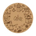 Set of hand drawn cafe theme. Doodles for coffee, bakery for cafe menu, pastry shop. Banner for menu and recipes