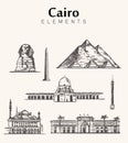 Set of hand-drawn Cairo buildings.Egypt sketch vector illustration.