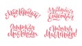Set of hand-drawn calligraphy inscriptions for traditional Russian spring festival Maslenitsa.