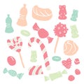 Set hand drawn candies, donut, lollipop, candy Royalty Free Stock Photo