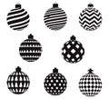 Set of Hand drawn Christmas balls with doodle decorative Silhouettes