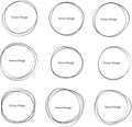 Set of Hand drawn circle frames. Abstract Grunge doodle frames isolated on white background. Abstract Frame . Royalty Free Stock Photo