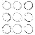 Set of hand drawn circles on white background Royalty Free Stock Photo