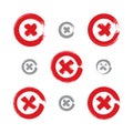 Set of hand-drawn close icons scanned and vectorized, collection