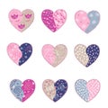 Set of hand-drawn colored hearts. Royalty Free Stock Photo