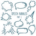 A set of Hand drawn comic speech bubbles and elements