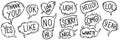 Set of hand drawn comic style speech bubbles. Design element for poster, card, banner, t shirt. Royalty Free Stock Photo