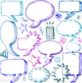 Set of Hand drawn Comical Speech Bubbles Royalty Free Stock Photo