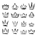 Set of hand drawn crown symbols. Design elements for logo, label, sign, poster, card. Royalty Free Stock Photo
