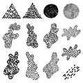 Set of hand drawn curly wavy doodle design elements for poster, banner, flyer, brochure. Royalty Free Stock Photo