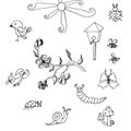 Set of hand drawn cute doodle monochrome elements Royalty Free Stock Photo