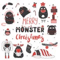 Cute and funny Christmas monsters Royalty Free Stock Photo