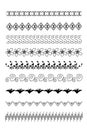 Set of hand drawn decorative brushes for dividers, ornaments, frames, borders and design elements. Vector brushes are included in