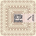 Set of 10 hand drawn decorative vector brushes with inner and outer corner tiles. Dividers, borders, ornaments. Indian Royalty Free Stock Photo