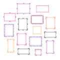 Set of hand drawn decorative vintage photo frames. Doodles, sketch for your design. Royalty Free Stock Photo