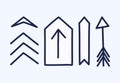 Set of hand drawn different decorative arrow. Sketch style vector illustration. Arrow element drawn with a brush-pen. Isolated