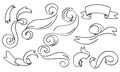 Set of hand-drawn doodle banner flags on white background Royalty Free Stock Photo