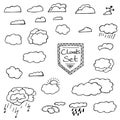 Set of Hand Drawn Doodle Clouds. Vector Illustration. Royalty Free Stock Photo
