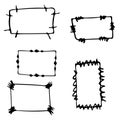 Set of hand drawn doodle frames, squares, vector borders design elements. Royalty Free Stock Photo