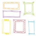 Set of hand drawn doodle frames, squares, vector borders design elements Royalty Free Stock Photo