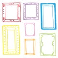 Set of hand drawn doodle frames, squares, vector borders design elements. Royalty Free Stock Photo