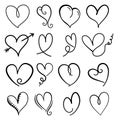 Hand Drawn Doodle Love Heart Shapes