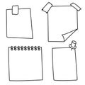 Set hand drawn doodle notepaper