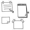 Set hand drawn doodle notepaper