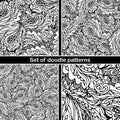 Set of hand drawn doodle pattern in vector. Zentangle background. Seamless abstract texture. Ethnic doodle design with henna Royalty Free Stock Photo