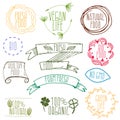Set of hand drawn eco frendly labels. illustration Royalty Free Stock Photo