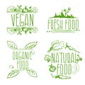 Set of hand drawn eco frendly labels. illustration