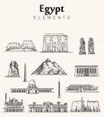 Set of hand-drawn Egypt buildings sketch vector illustration.