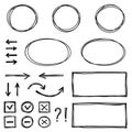 Set of hand drawn elements for selecting text. Royalty Free Stock Photo