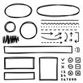 Set of hand drawn elements for selecting text. Royalty Free Stock Photo