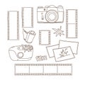 Set of hand-drawn film photographer elements