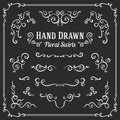 Set of the hand drawn floral swirls Royalty Free Stock Photo